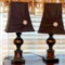 Pretty Pair of Table Lamps with Black Shades