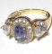 Pretty 10K Gold Ring with Purple Stone & Clear Stones Size 7
