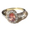 10K Gold Ring with Red Stone & Clear Stones Size 7