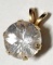 14K Gold Pendant with Large Clear Stone