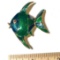 Gold Tone Green Enamel Fish Pin