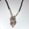 Pink Gold Tone Puffy Owl Pendant on Beaded Necklace