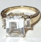 10K Gold Ring with 3 Large Clear Stones Size 7