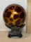 Decorative Cheetah Print Glass Ball on Molded Resin Base