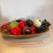 Huge lot of Vintage Glass Fruit & Veggies in Wooden Dough Bowl