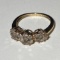 10K Gold Ring with 3 Flowered Shaped Clear Stones Size 6