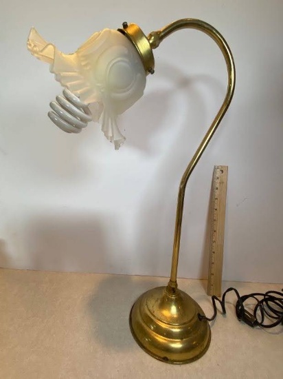 Brass Accent Lamp with Frosted Shade