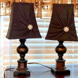 Pretty Pair of Table Lamps with Black Shades