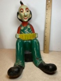 Vintage Wooden Carved Clown Statue
