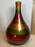 Multi-Colored Striped Ceramic Vase