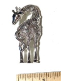 Adorable Silver Tone Giraffe Pin