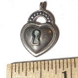 Vintage Sterling Silver Heart Shaped Lock Charm