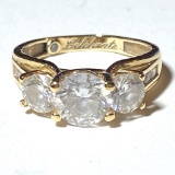 14K Gold Ring with 3 Clear Stones Size 7.5