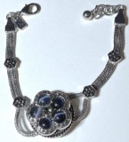 Silver Tone Bracelet with Gray Stones