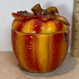 Ceramic Pumpkin Jar with Vine Top