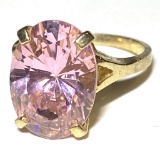 10K Gold Ring with Large Pink Stone Size 5