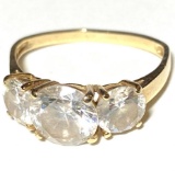 14K Gold Ring with 3 Clear Stones