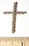10K Gold Cross with Clear Stones