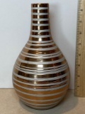 Glass Gilt & White Striped Vase