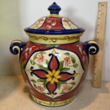 Hand Painted Earthenware Lidded Urn Pier 1