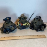 Lot of 3 “Toad Hollow” Harley Davidson Toad Figurines Made of Molded Resin