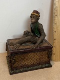 Monkey Trinket Box Made of Molded Resin