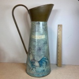 Tall Decorative Pitcher with Rooster Motif