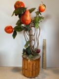 Tall Artificial Fruit Vine in Copper Finish Base