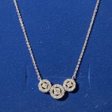 10K White Gold .50 Carat Total Weight Round Diamond Necklace w/ Original Box & Receipt w/Description