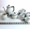 Registered Celebrate Vintage Porcelain Demitasse Tea-set, White, Black Trim, Made in Germany