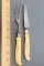 Vintage Landers Frary & Clark Celluloid and Sterling Silver Carving Fork, Knife, Yellow Handle