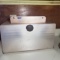 Vintage Mirro Aluminum Copper Tone Bread Box and Shelf Holder for Plastic Wrap, Etc.