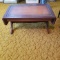 Mid Century Mahogany, Leather Top, Drop Leaf Coffee Table with Brass Feet