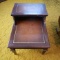 Mid Century Mahogany Leather Top Step-back Table on Castors