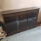 Vintage Veneer Bookshelves With Sliding Glass Door