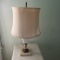 Vintage Milk Glass Lamp on Marble Base with Rose Detail