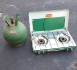 Vintage Coleman LP Gas Camp Stove, Coleman Tank with Carrying Handle