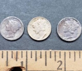 Lot of 3 Mercury Silver Dimes