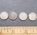 Lot of 4 Barber Silver Dimes