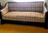 Antique Wood Trimmed Sofa on Castors 