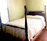 Beautiful Colonial Style 4 Post Mahogany Full Size Bed, on Castors with Original Receipt From 1932