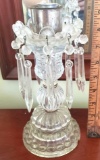 Vintage Glass Candle Holder with Prisms