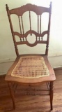 Antique Carved Eastlake Victorian Cane Seat Side Accent Chair