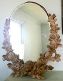 Vintage Syroco Wood Dresser Mirror With Carved Roses