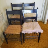 4 Vintage Wood Ladder Back Chairs 