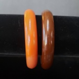 Lot of 2 Vintage Bakelite Bangle Bracelets, Brown and Burnt Orange