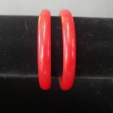 Lot of 2 Vintage Bakelite Bangle Bracelets, Red