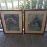 Lot of 2 Vintage Framed Horse Prints By Morris