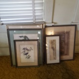 Lot of 6 Assorted Size Vintage Framed Prints   