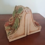 Set Of Vintage Chalkware Bookends, Floral Design by New Art Wares